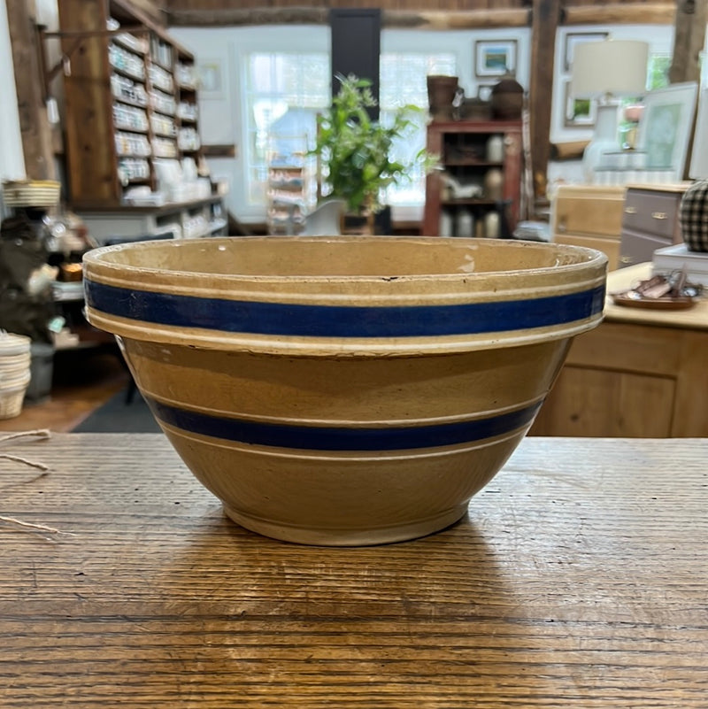 Vintage YellowWare Two Blue Banded Mixing Bowl
