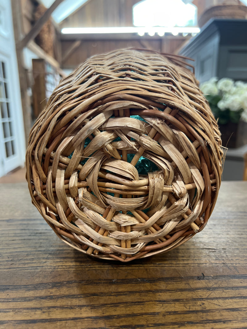 Vintage European Demijohn Wicker Wrapped Bottle with Handles