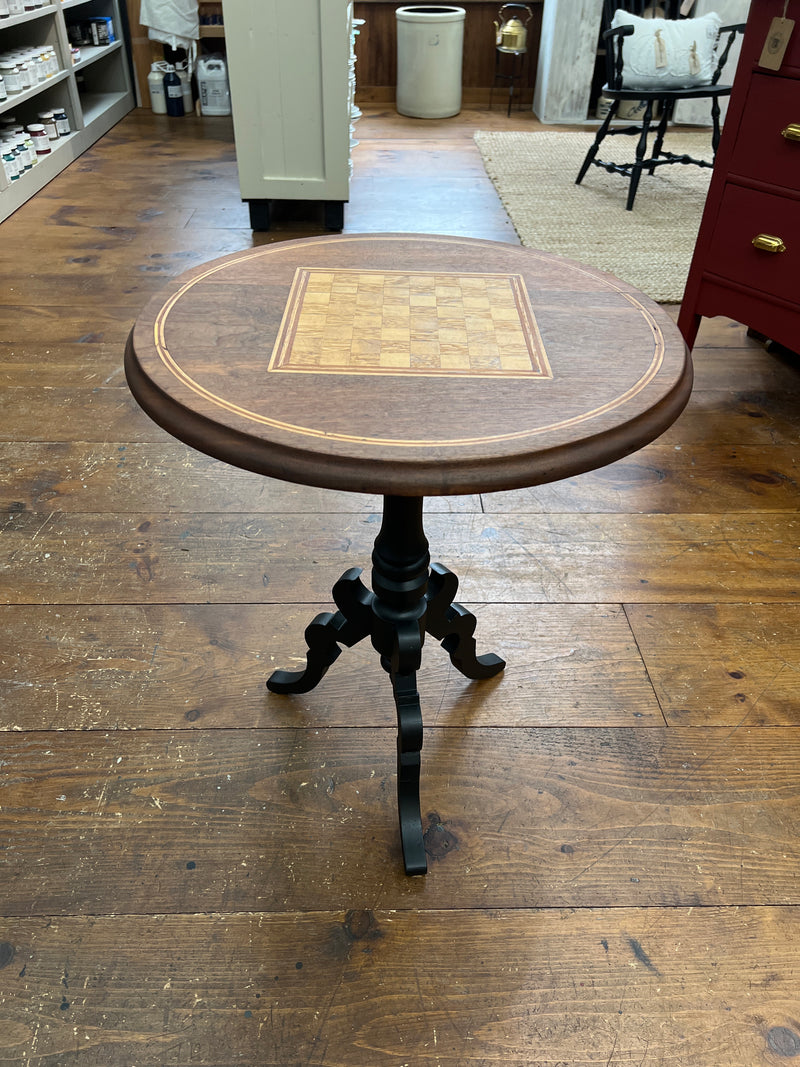 Antique Inlaid Tilt Top Chess Game Table