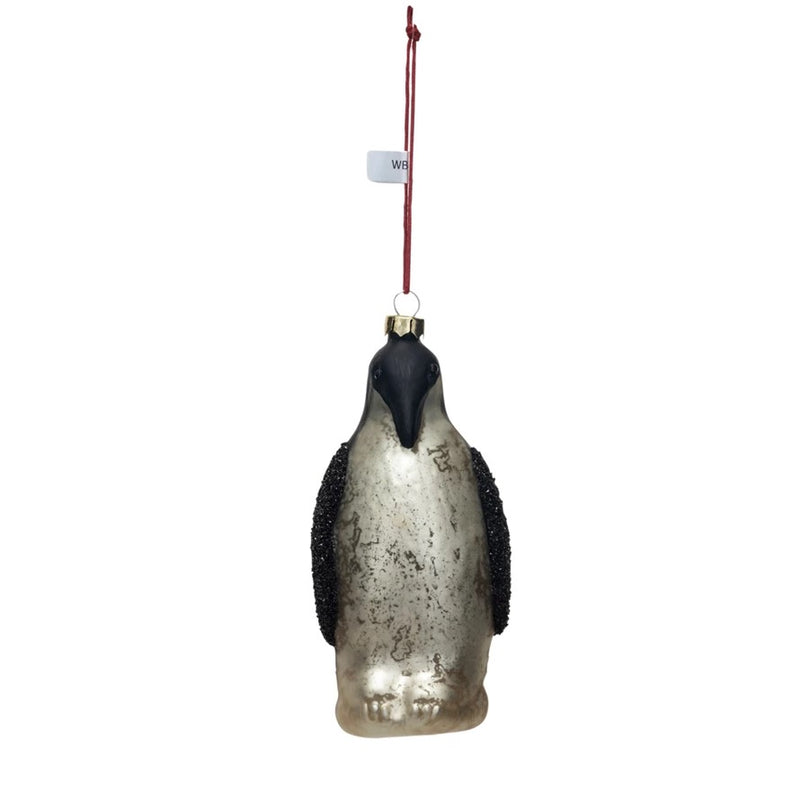 Hand-Painted Mercury Glass Penguin Ornament