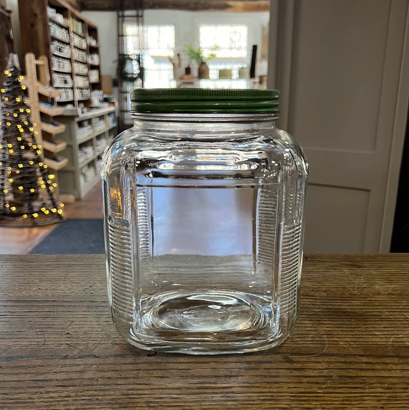 Vintage Anchor Hooking Ribbed Glass Canister
