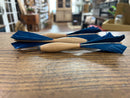 Vintage Wooden Blue Feathered Dart Set of 3