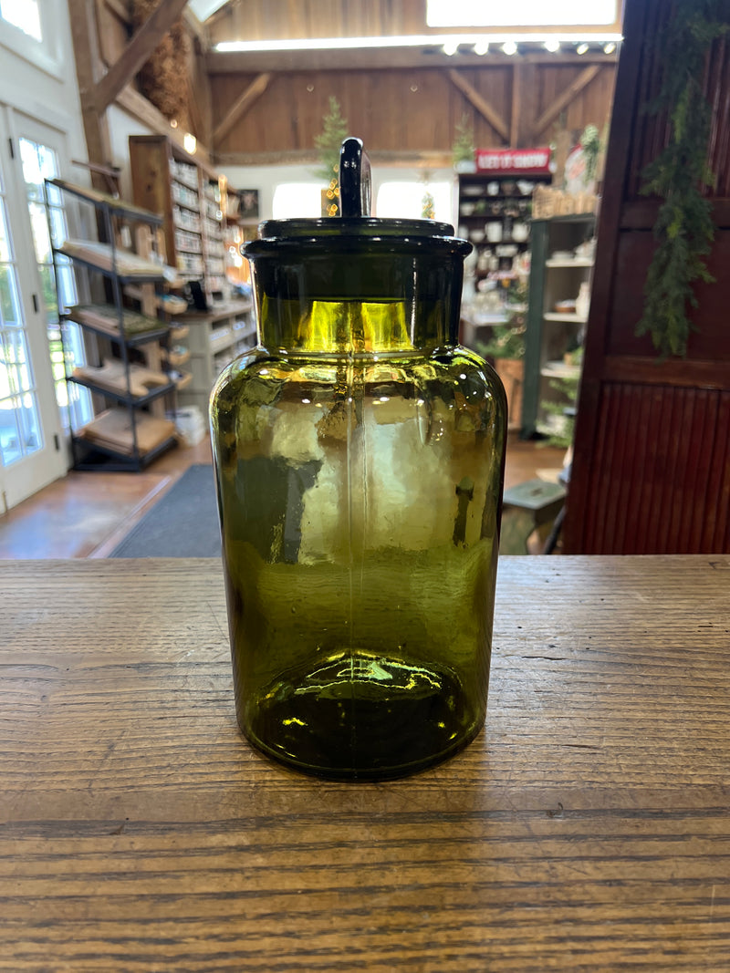 Vintage Green 10” Apothecary Jar w/ Glass Lid