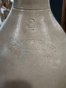 Antique 3 Gallon Embossed F.T. Wright + Son Taunton, Mass. Glazed Stoneware Jug