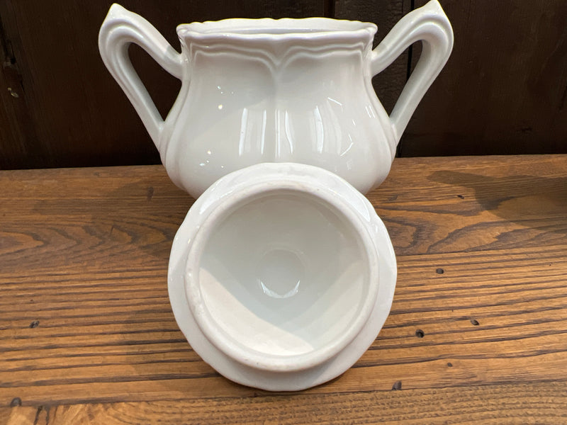 Vintage Red Cliff Ironstone Heirloom Sugar Bowl and Creamer Set