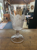 Antique 1880’s Celery Vase Etched Glass with Crane Birds and Bamboo