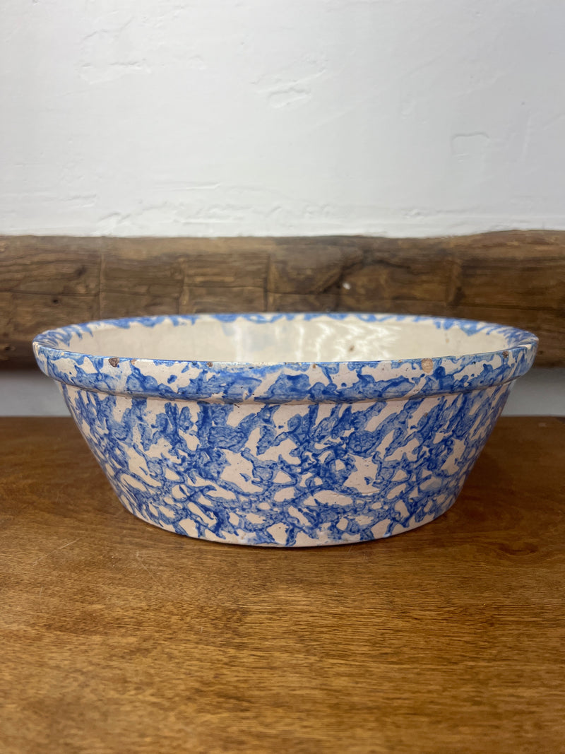 Antique Blue + White Spongeware Cream/Milk Pan