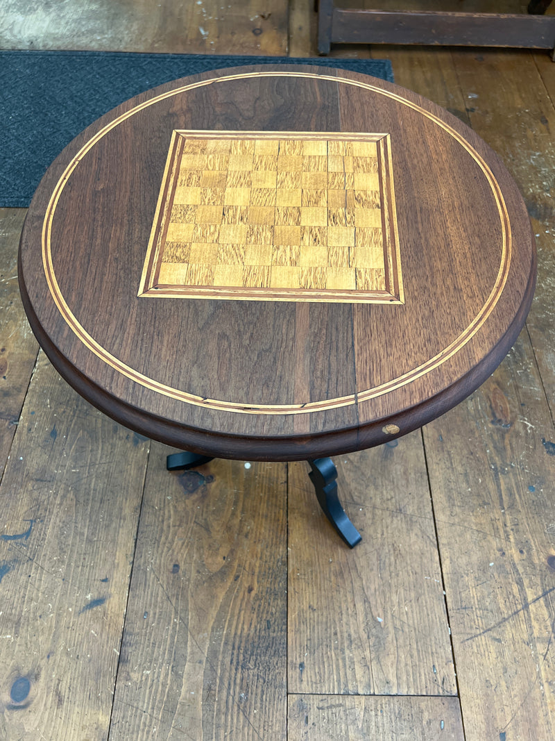 Antique Inlaid Tilt Top Chess Game Table