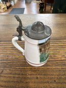 Antique Miniature German Beer Stein Pewter Lid with View of Schillerdenhmal in Ludwigsburg