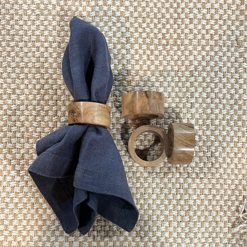 Round Wooden Napkin Rings - Set of Four