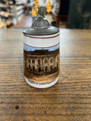 Antique Miniature German Beer Stein Pewter Lid with View of Schloss in Ludwigsburg