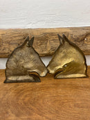 Antique Cast Iron Horse Head Brass Bookends
