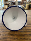 Vintage White Enamelware with Blue Trim Funnel
