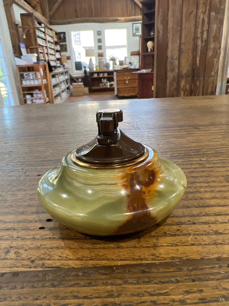 Vintage Kingsway Green + Brown Marble Table/Desk Lighter