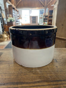Vintage Two Tone Brown + Cream Stoneware Crock