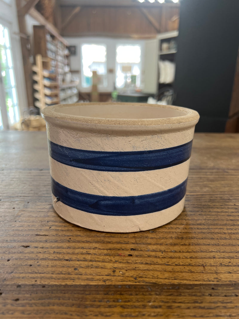 Vintage Blue Striped Crock