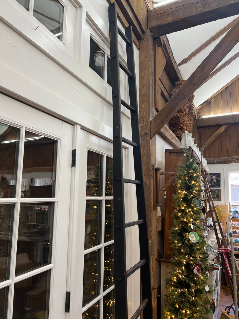 Antique 10’ 5.75” Black Painted Tapered Ladder