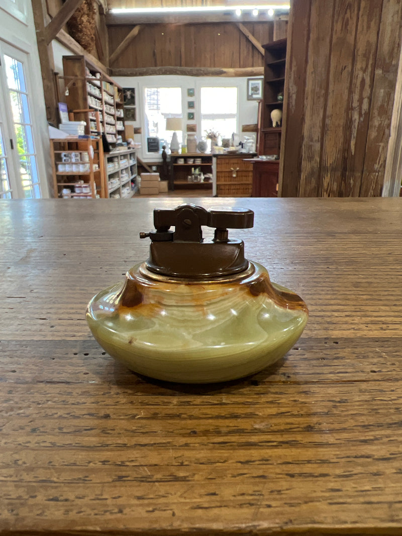 Vintage Kingsway Green + Brown Marble Table/Desk Lighter