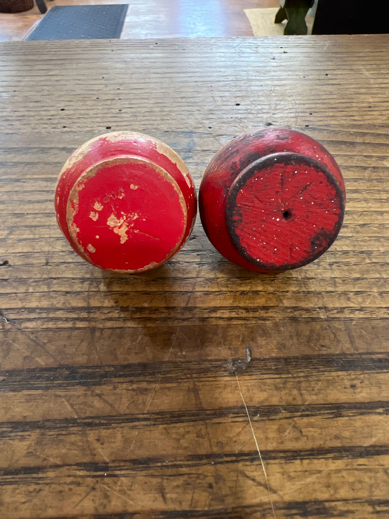 Vintage Wooden Spinning Top with Metal Tip