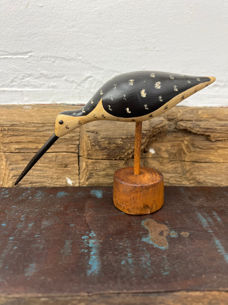 Vintage Samuel Stevens Hand Carved Wooden Shorebird Decoy