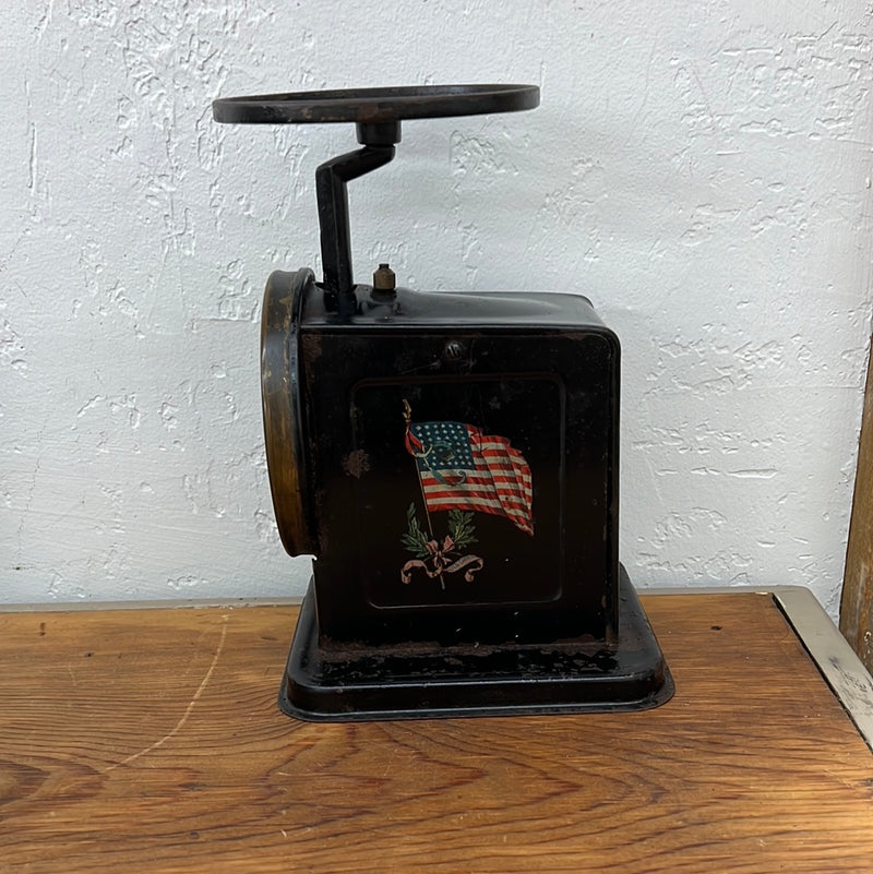 Antique Early Victorian Brass Faced Scale with Painted Flag on Side