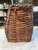 Antique Splint Woven Gathering Basket with Lid