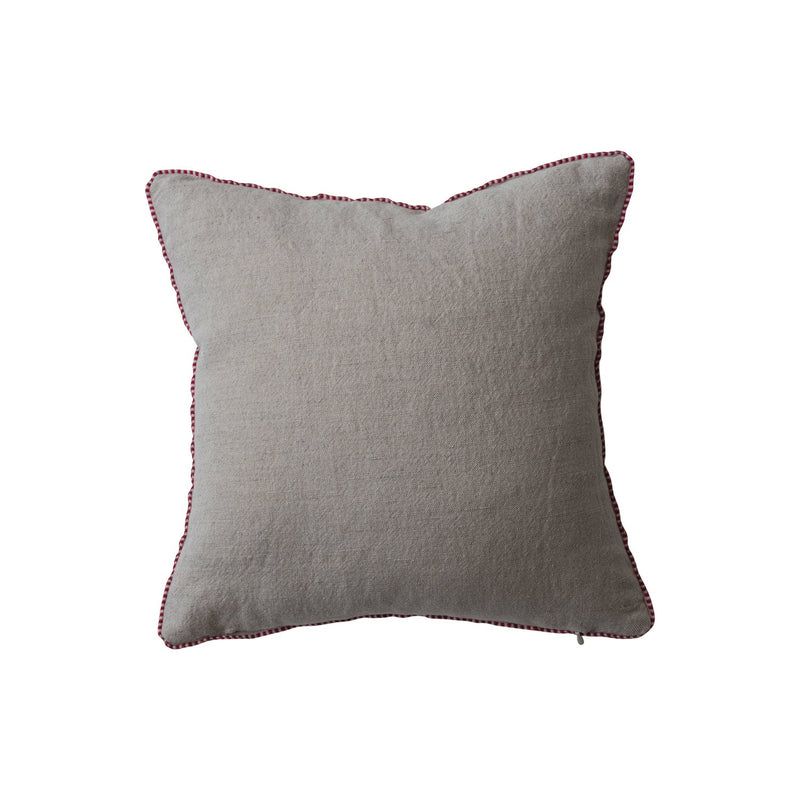 Cotton & Linen Pillow w/ French Knots & Blanket Stitch