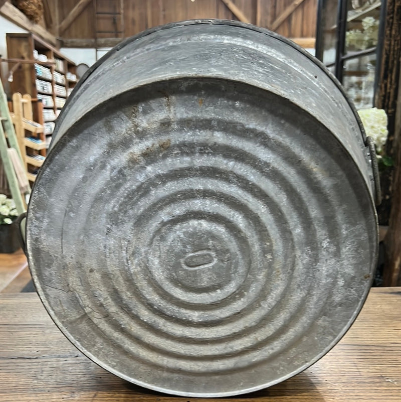 Vintage Wheeling Galvanized Round Wash Tub with Handles