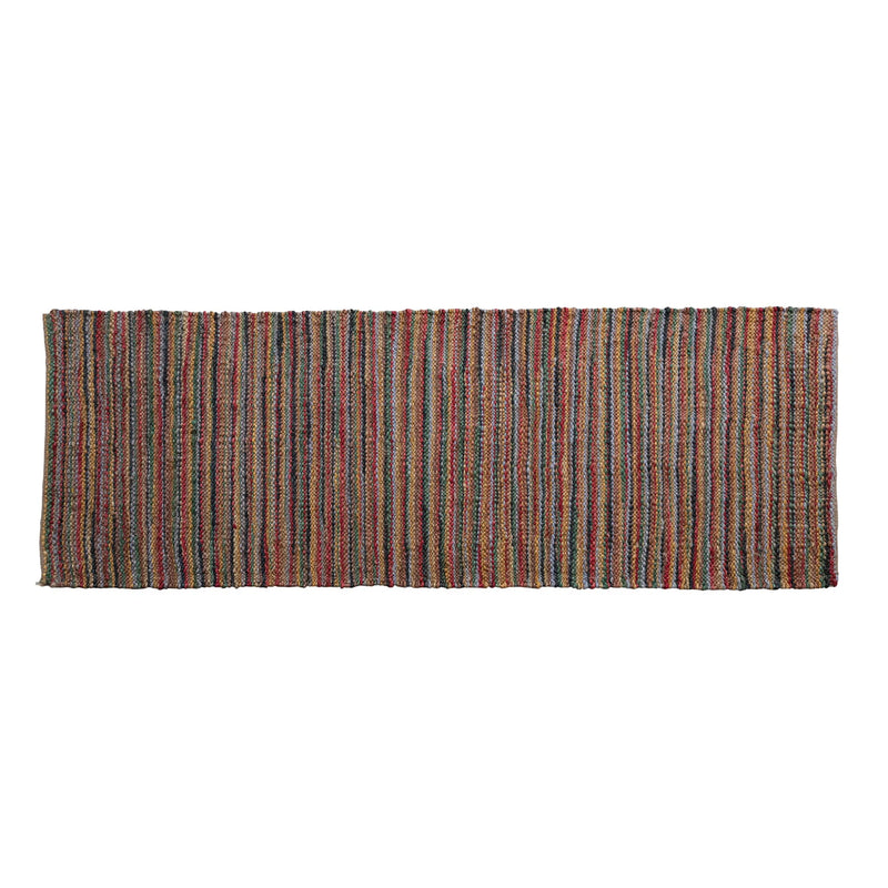 Hand-Woven Cotton Striped Floor Runner, Multi Color