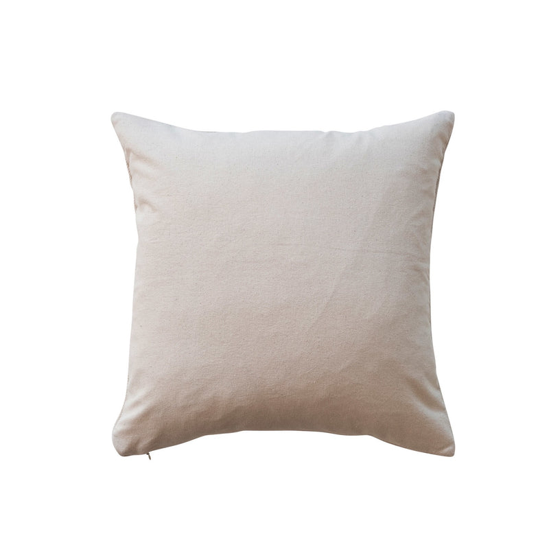 Cotton Canvas Pillow w/ Embroidered Snowflake & Beads