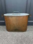 Antique Oval Copper Boiler/Wash Tub Pot with Lid