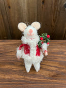 Wool Felt Mouse in Santa Outfit, 2 Styles Standing
