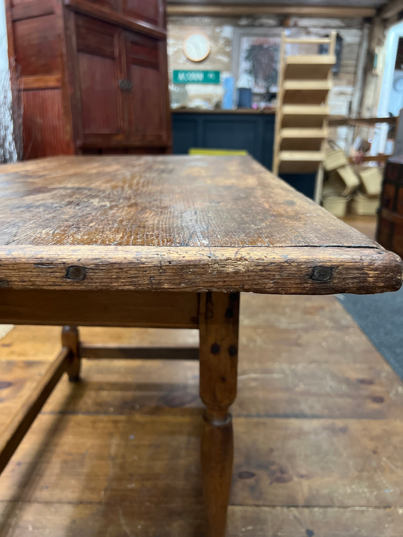 Antique Primitive Pine and Maple Tavern Table