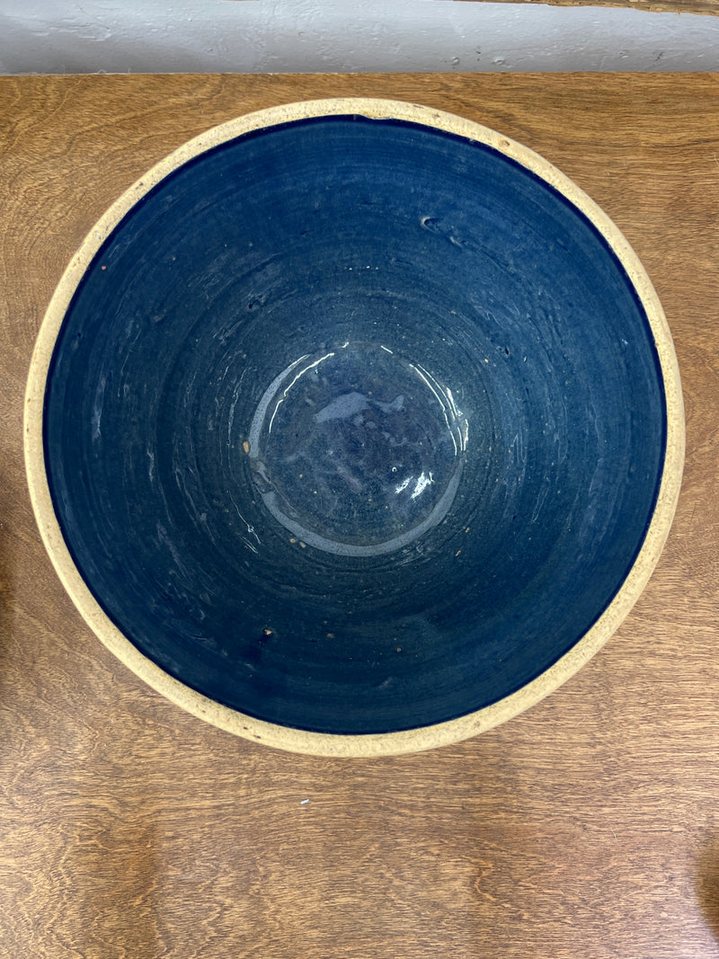 Vintage Stoneware Blue Glazed 10" Mixing Bowl