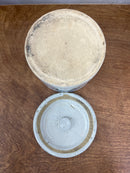 Antique Double Blue Banded Stoneware Butter Crock with Lid