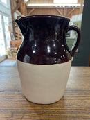 Vintage 9” Two Toned Stoneware Pitcher