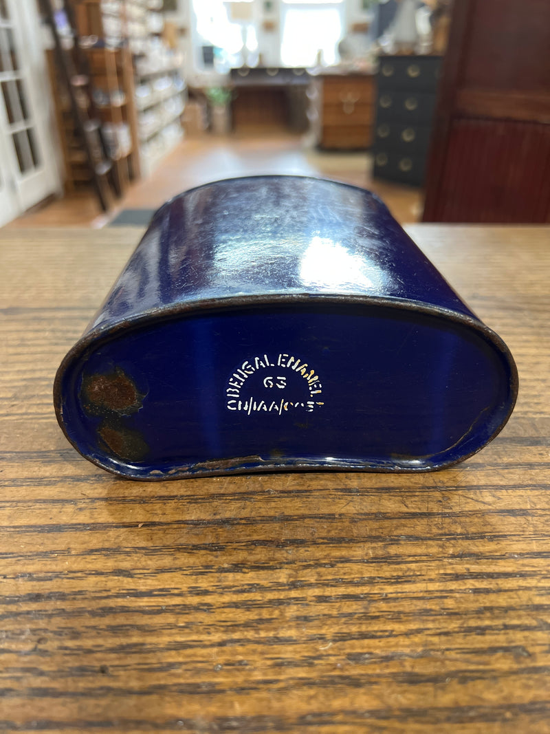 Vintage European Cobalt Blue Enamel Water Canteen