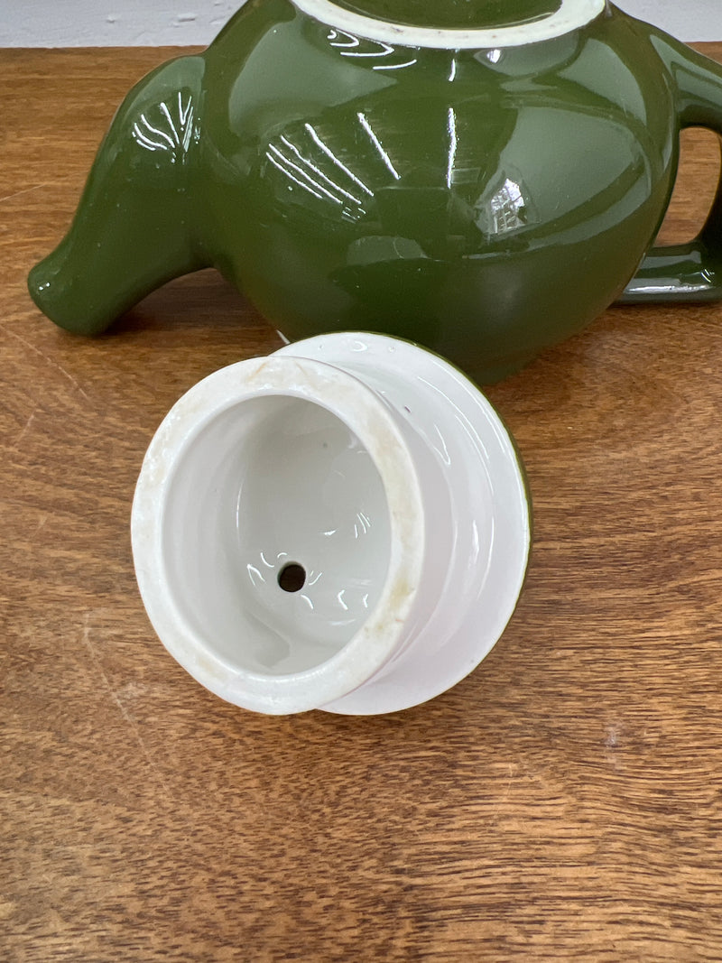 Vintage Hall Avocado Green Porcelain Teapot