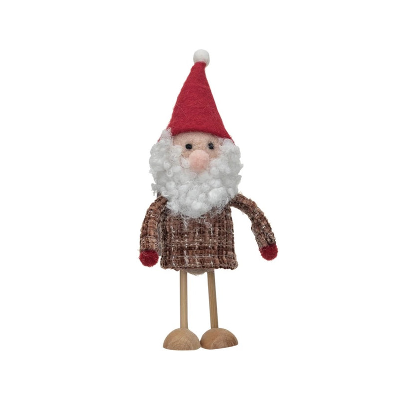 Wool Felt Santa in Plaid Winter Coat