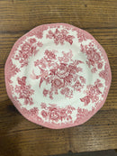 Vintage Premiere Asiatic Pheasants Scalloped Pink + White Transferware 9” Plate