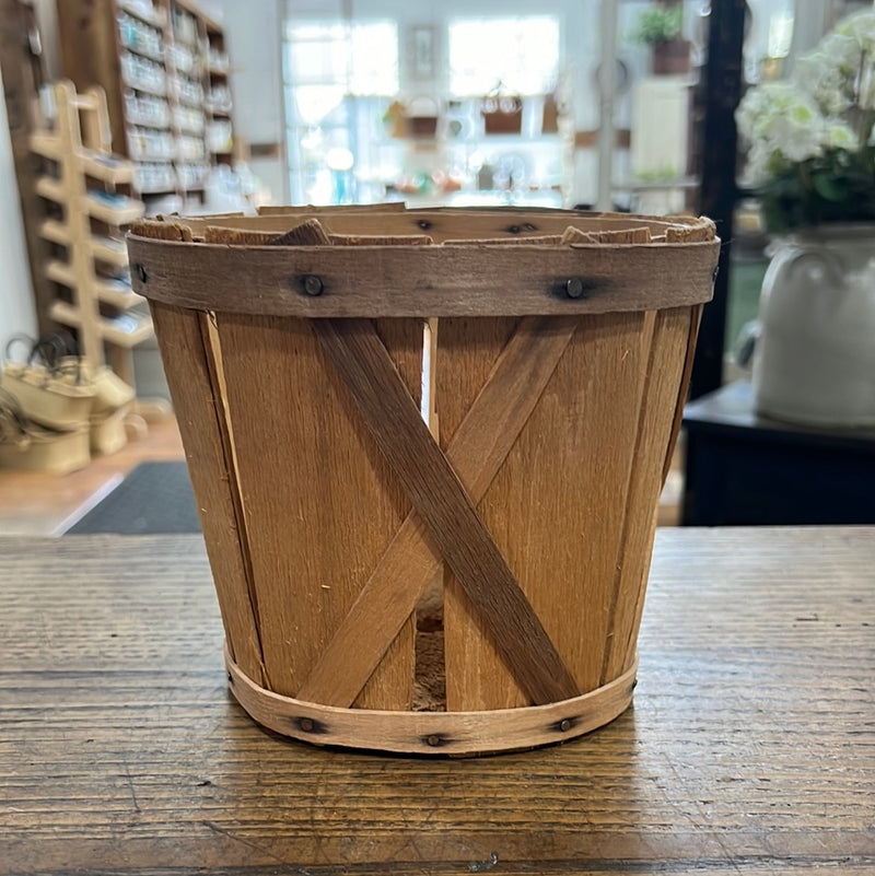 Vintage Shaker Style Wood Slat Fruit Basket