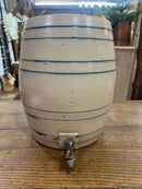 Antique 4 Gallon Stoneware Eight Blue Striped Crock with Spigot