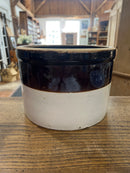 Vintage Two Tone Brown + Cream Stoneware Crock