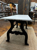 Antique Marble Top on Cast Iron Machine Base Table
