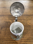 Antique Miniature German Beer Stein Pewter Lid with View of Schillerdenhmal in Ludwigsburg