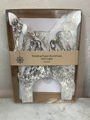 Paper Snowflake Ornament w/ LED Light String, 2 Colors (Requires 1-CR22 Battery)