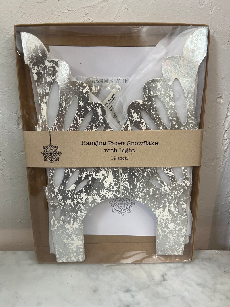 Paper Snowflake Ornament w/ LED Light String, 2 Colors (Requires 1-CR22 Battery)