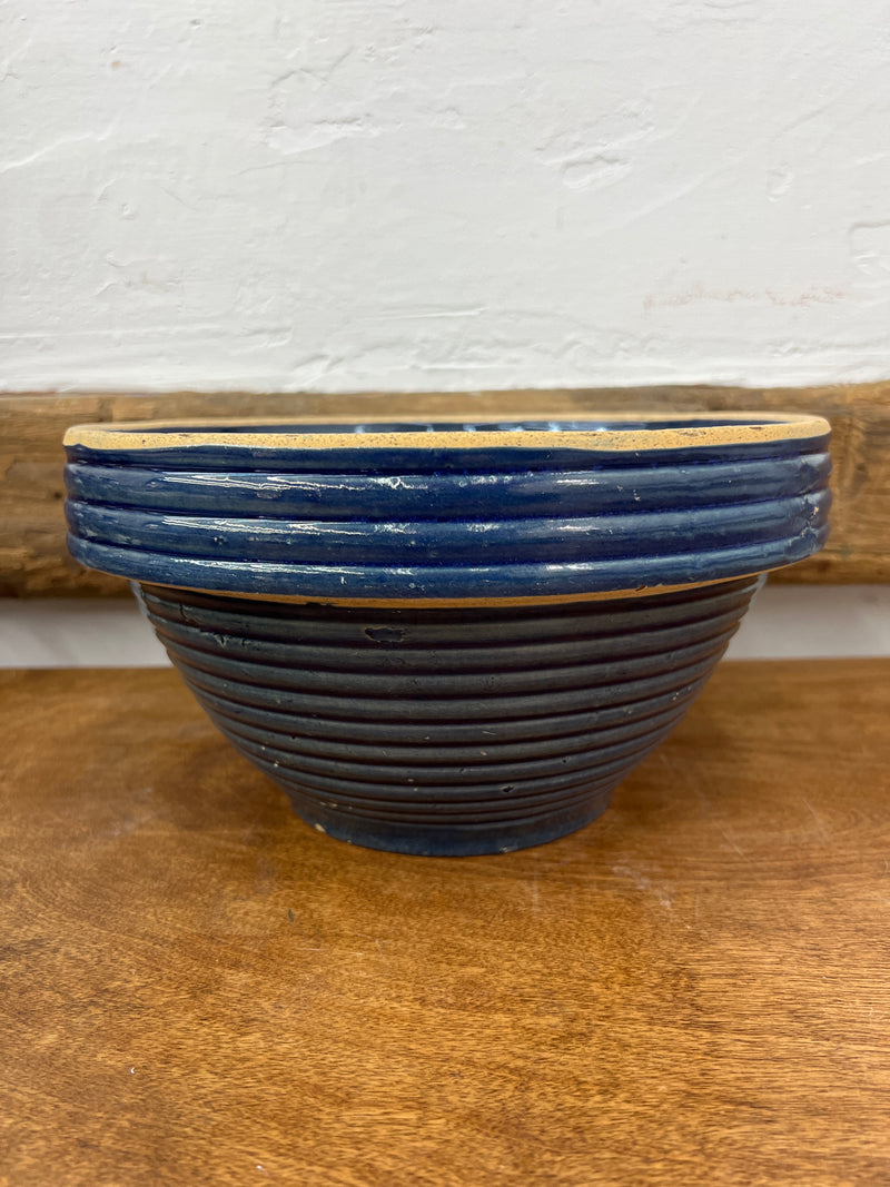 Vintage Stoneware Blue Glazed 10" Mixing Bowl