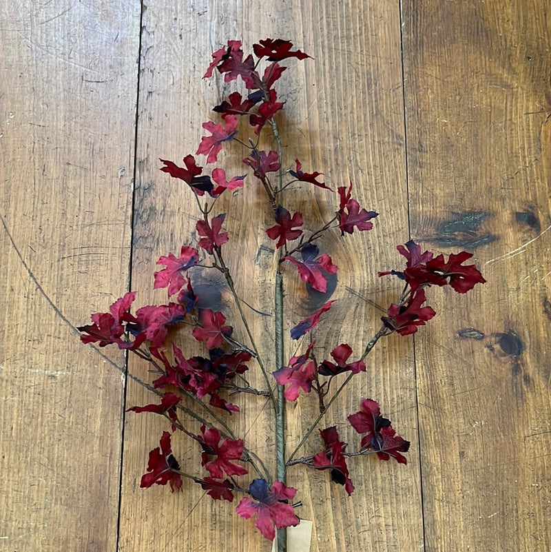 Faux Lace Maple Leaf Stem, Burgundy Color