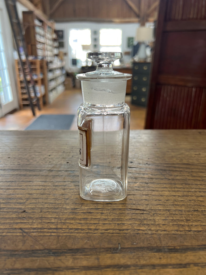 Antique Apothecary Glass Over Label Pharmacy Bottle-Pulv. Pot.Nitras